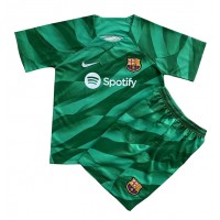 Camisa de Futebol Barcelona Goleiro Equipamento Principal Infantil 2023-24 Manga Curta (+ Calças curtas)